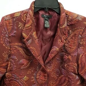 Burgandy Red TAPESTRY Print Coat Jacket NWOT  by M.D.L. New York